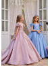 Puff Sleeves Glitter Lace Tulle Gorgeous Flower Girl Dress
